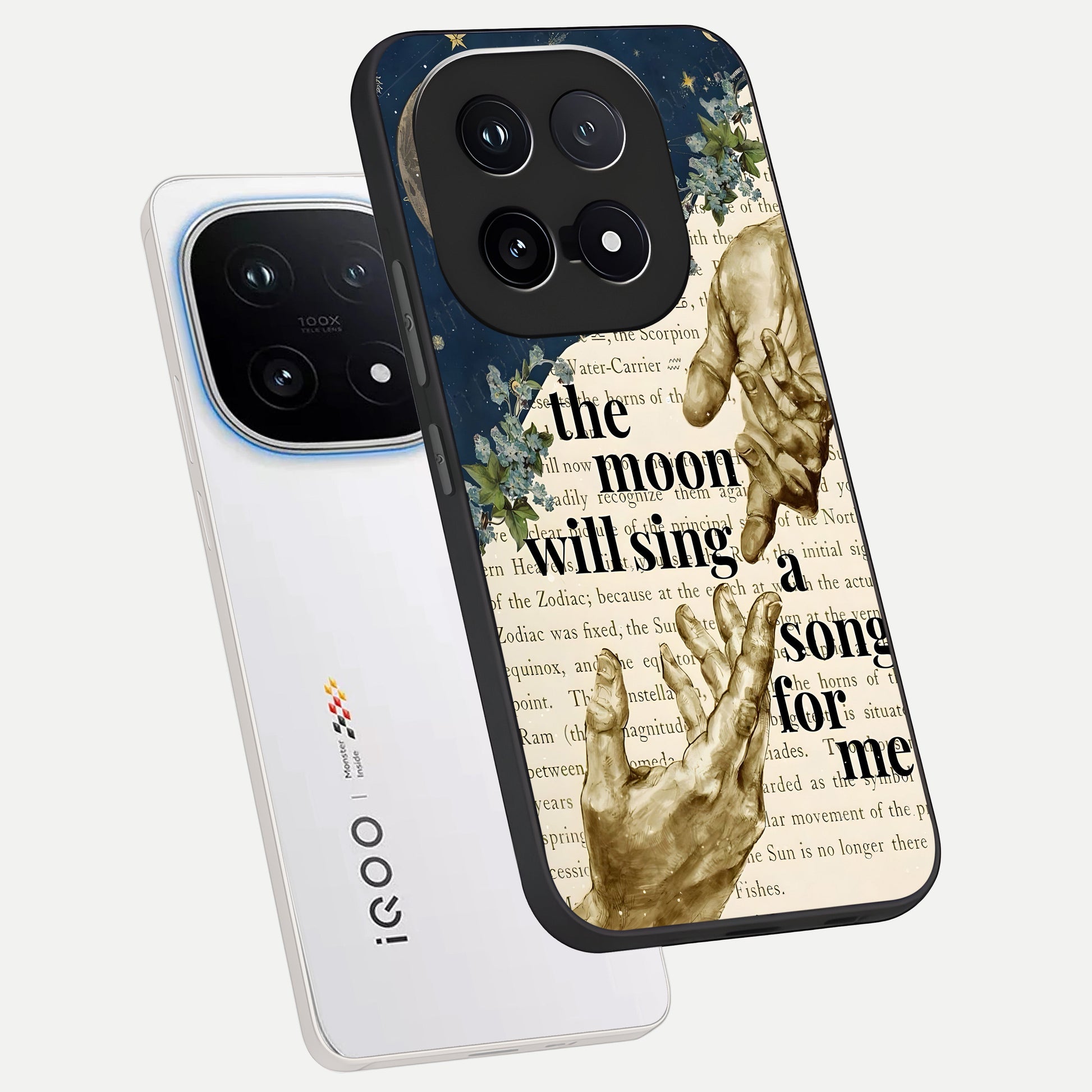  Aesthetic Divine phone case for iQOO 15 showing premium glass back cover with detailed artwork