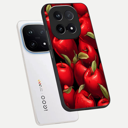  Apple Pattern phone case for iQOO 15 showing premium glass back cover with detailed artwork