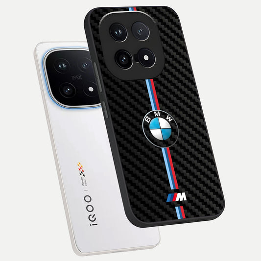  BMW Pattern phone case for iQOO 15 showing premium glass back cover with detailed artwork