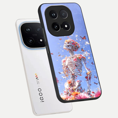  Bloom Beyond Bones phone case for iQOO 15 showing premium glass back cover with detailed artwork