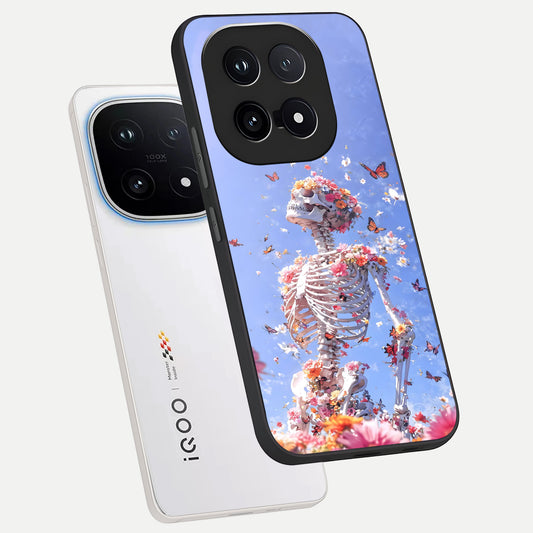  Bloom Beyond Bones phone case for iQOO 15 showing premium glass back cover with detailed artwork