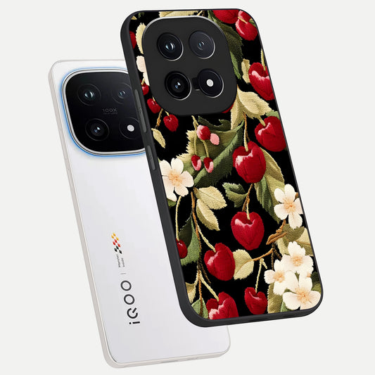  Blooming Spendor Bird phone case for iQOO 15 showing premium glass back cover with detailed artwork