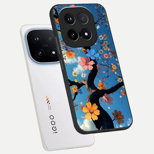  Blossom Dream Sky phone case for iQOO 15 showing premium glass back cover with detailed artwork