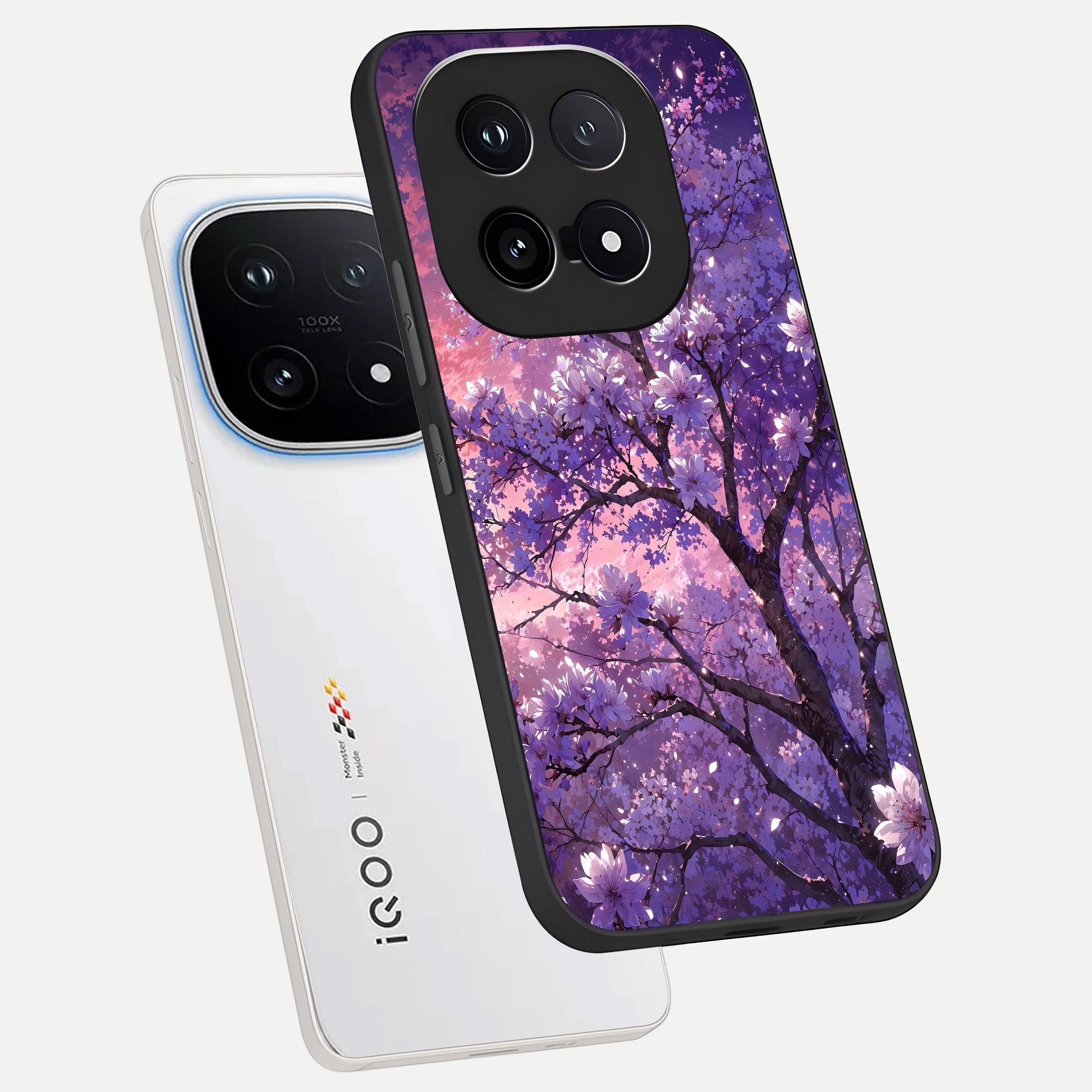  Blossom Tree phone case for iQOO 15 showing premium glass back cover with detailed artwork