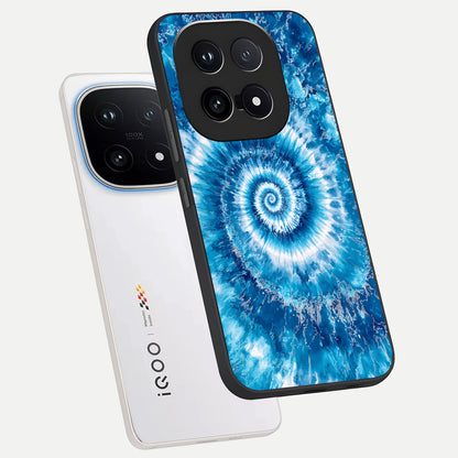  Blue Galaxy Wave phone case for iQOO 15 showing premium glass back cover with detailed artwork