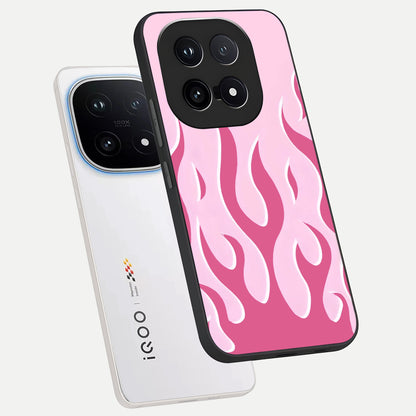  Blush Flame Energy phone case for iQOO 15 showing premium glass back cover with detailed artwork