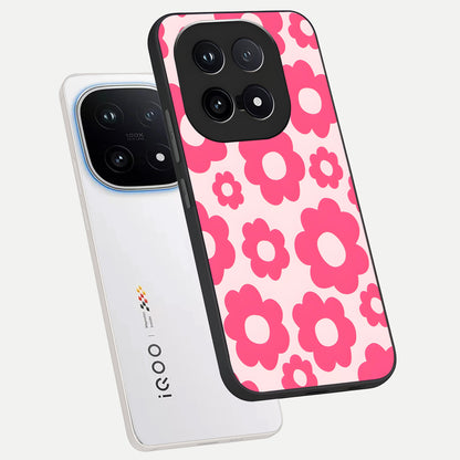  Blush Flower Pop phone case for iQOO 15 showing premium glass back cover with detailed artwork