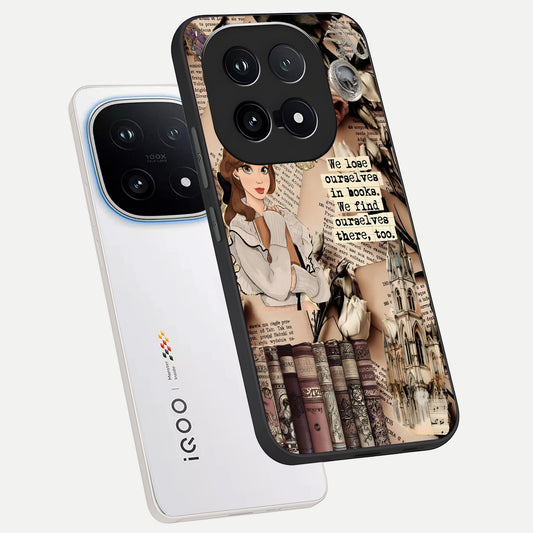  Bookish Dream World phone case for iQOO 15 showing premium glass back cover with detailed artwork