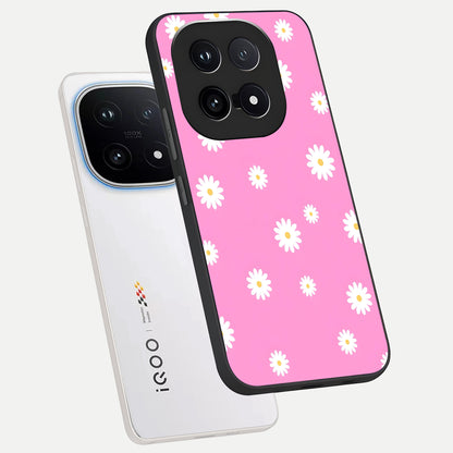  Bubblegum Daisy Pop phone case for iQOO 15 showing premium glass back cover with detailed artwork