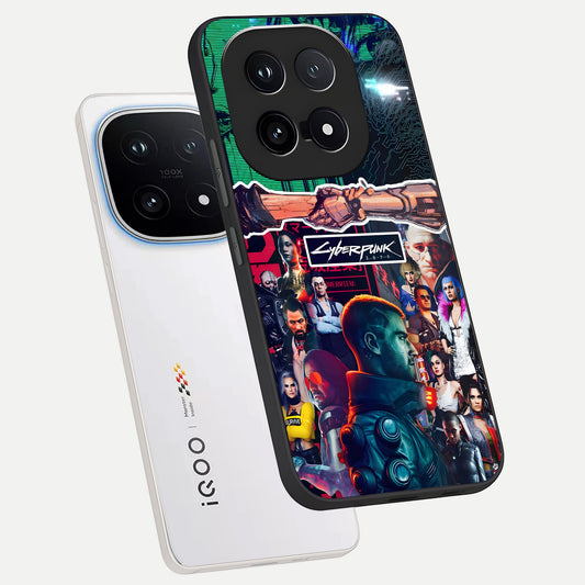  CYBERPUNK Legacy phone case for iQOO 15 showing premium glass back cover with detailed artwork