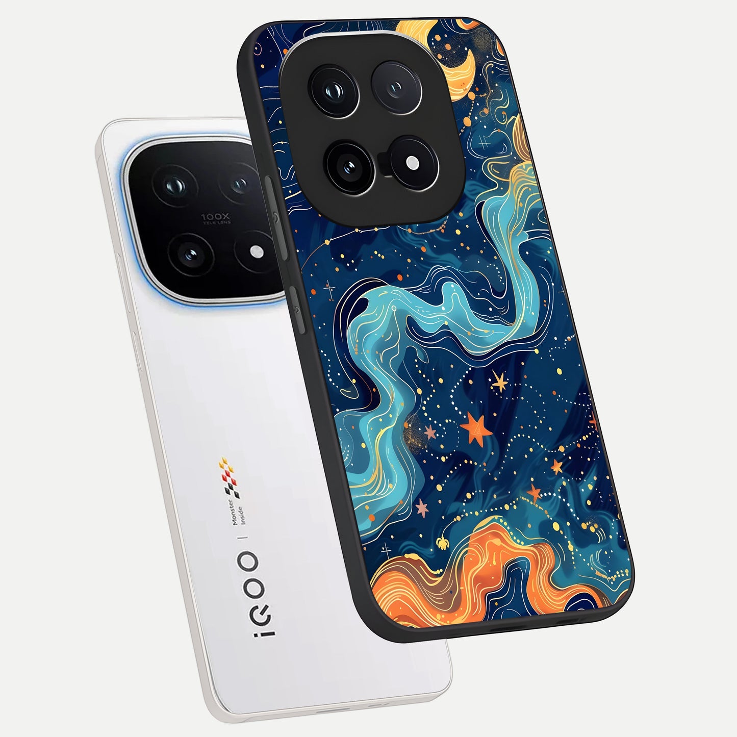 Celestial Dream Flow phone case for iQOO 15 showing premium glass back cover with detailed artwork
