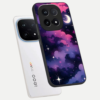  Celestial Moon Magic phone case for iQOO 15 showing premium glass back cover with detailed artwork