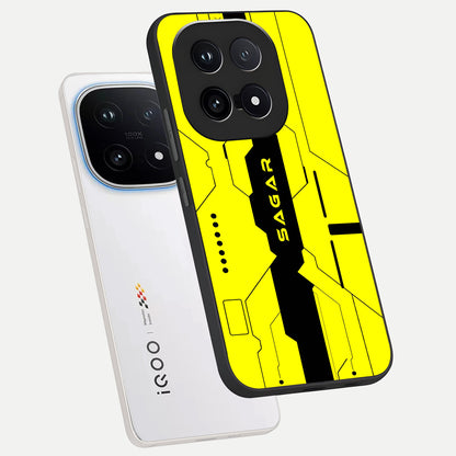  Circuit CYBERPUNK Custom Name phone case for iQOO 15 showing premium glass back cover with detailed artwork