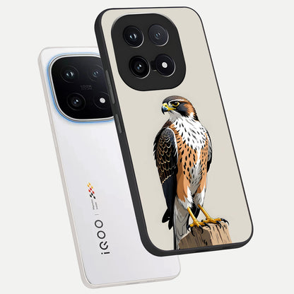  Clever Eagle phone case for iQOO 15 showing premium glass back cover with detailed artwork