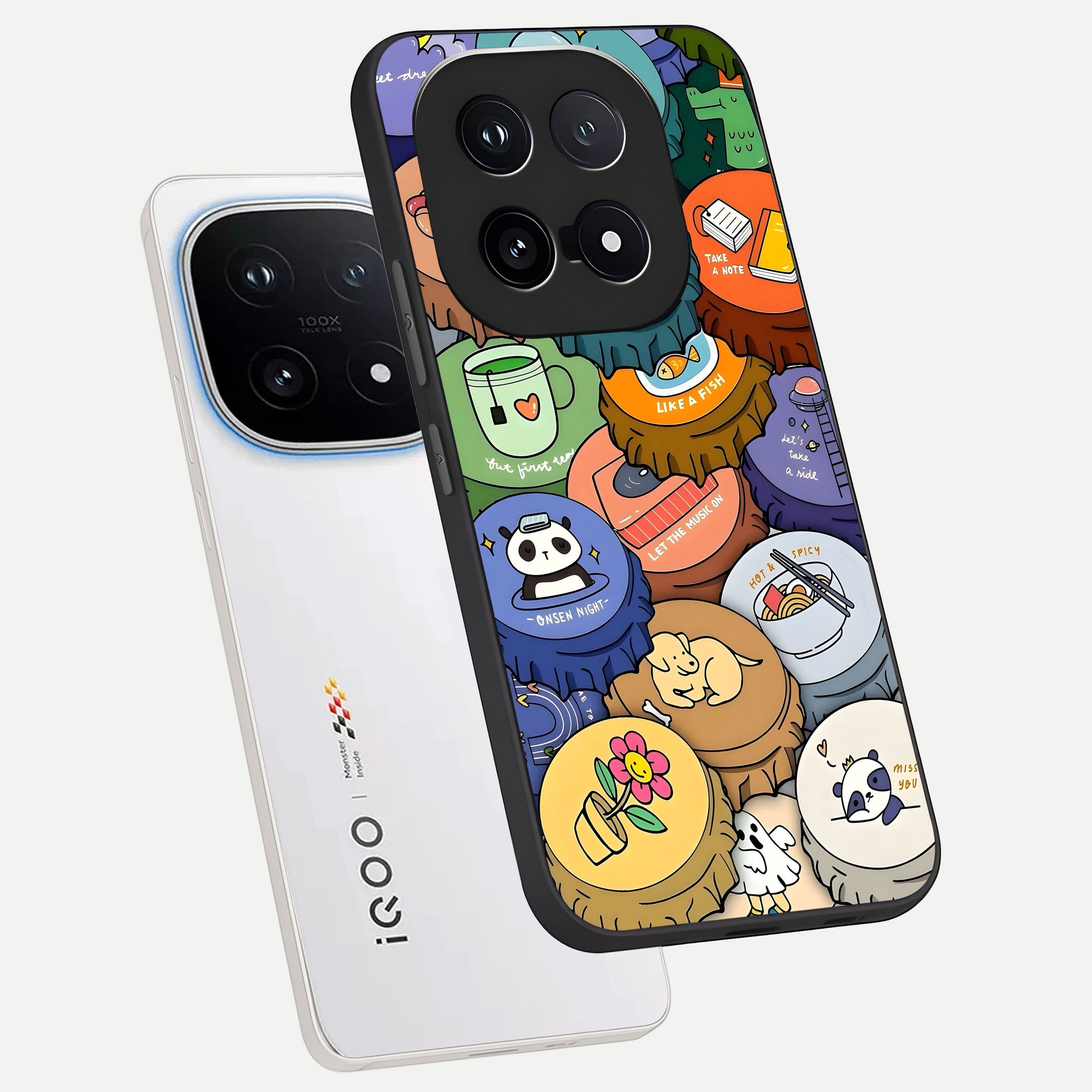  Coins Patterns phone case for iQOO 15 showing premium glass back cover with detailed artwork