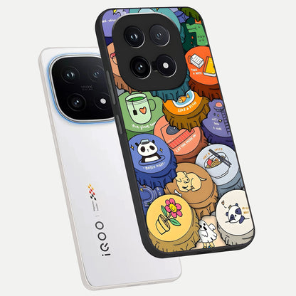  Coins Patterns phone case for iQOO 15 showing premium glass back cover with detailed artwork