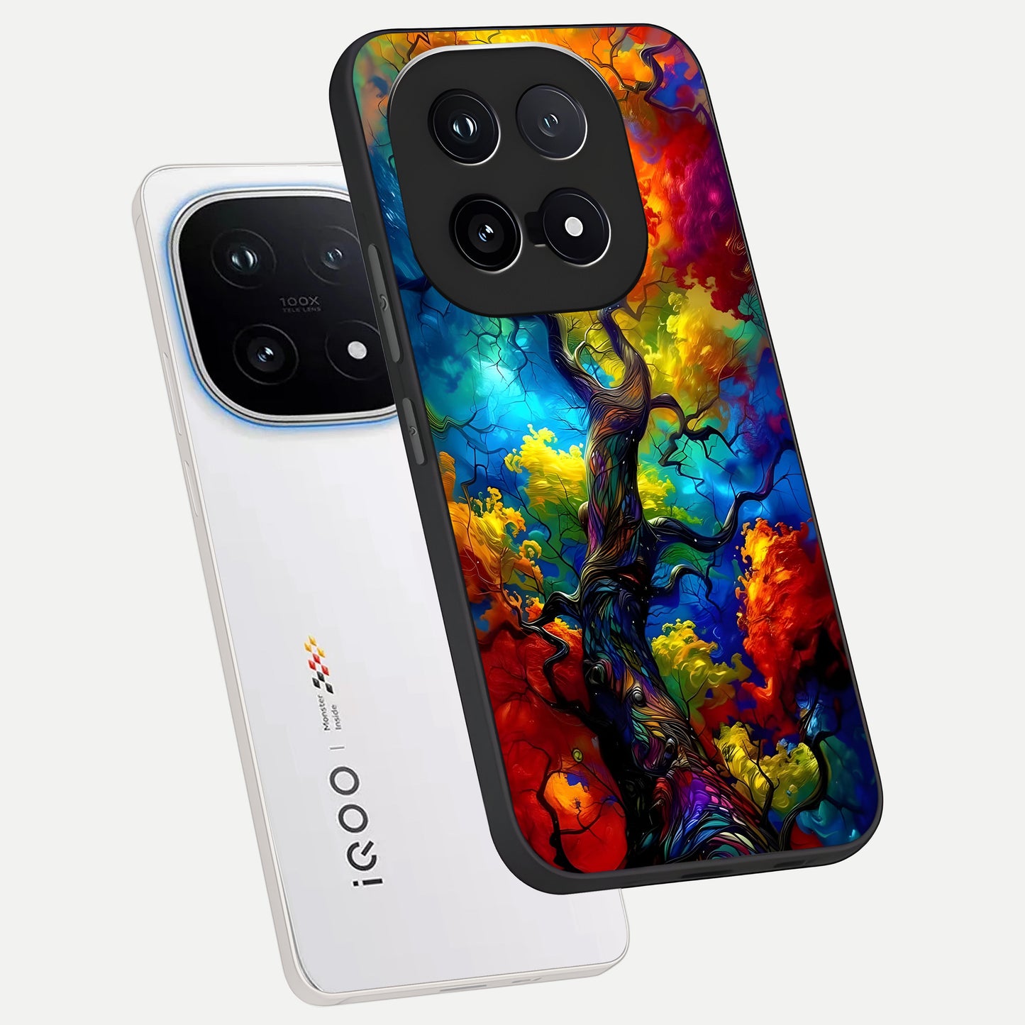 Colorful Soda Bottles phone case for iQOO 15 showing premium glass back cover with detailed artwork