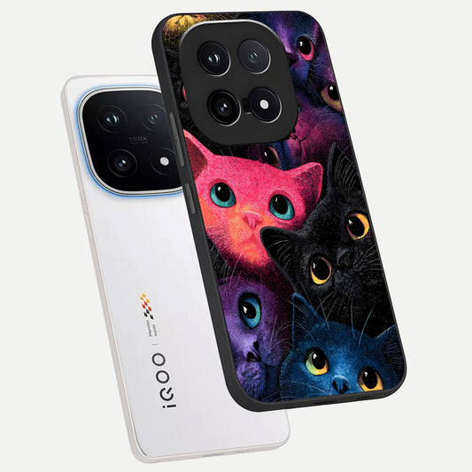  Cosmic Cats Dreams phone case for iQOO 15 showing premium glass back cover with detailed artwork