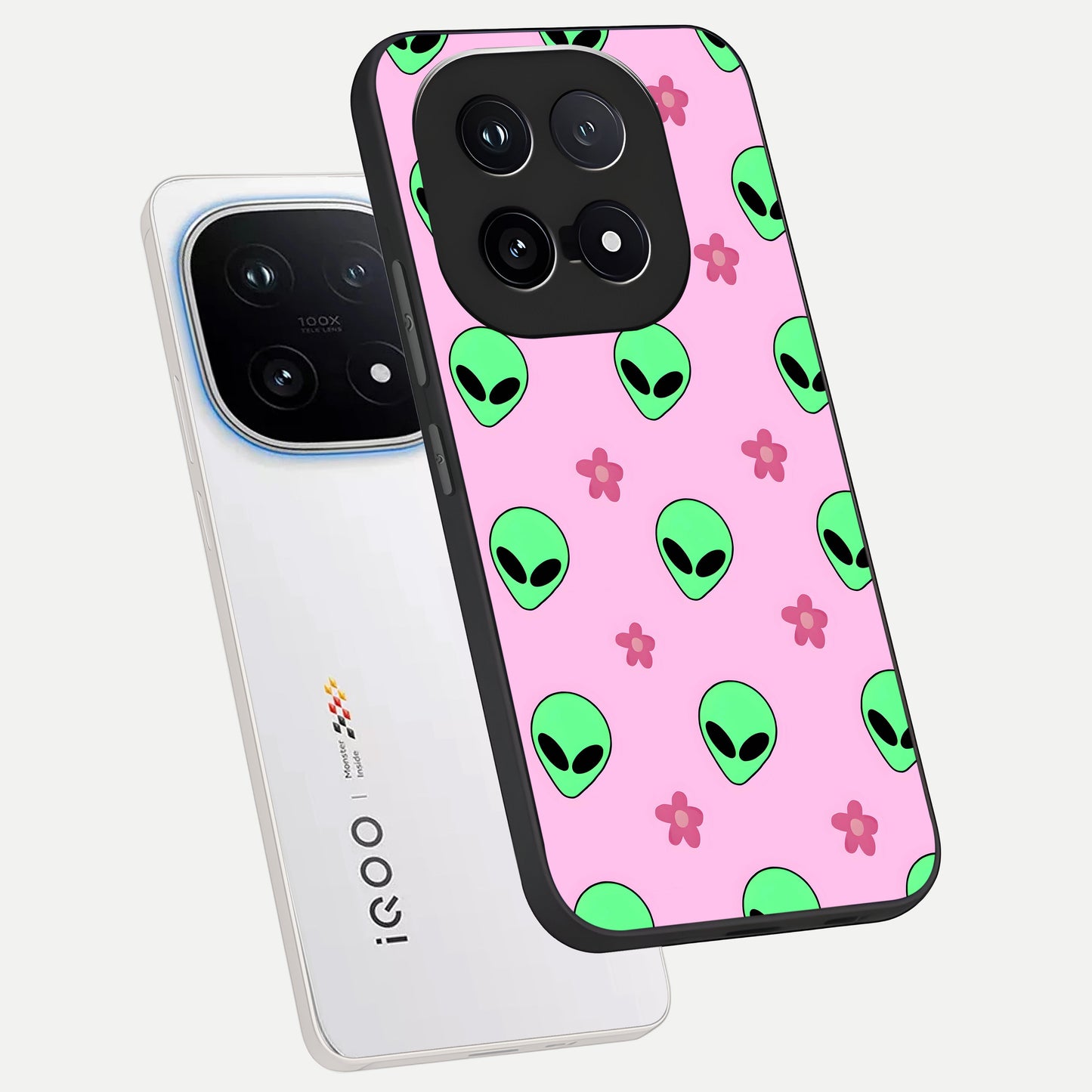  Cosmic Cute Crush phone case for iQOO 15 showing premium glass back cover with detailed artwork