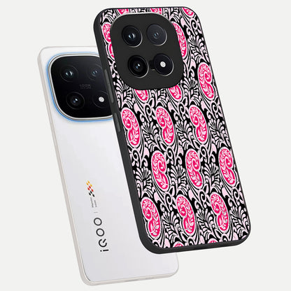  Crimson Paisley Charm phone case for iQOO 15 showing premium glass back cover with detailed artwork
