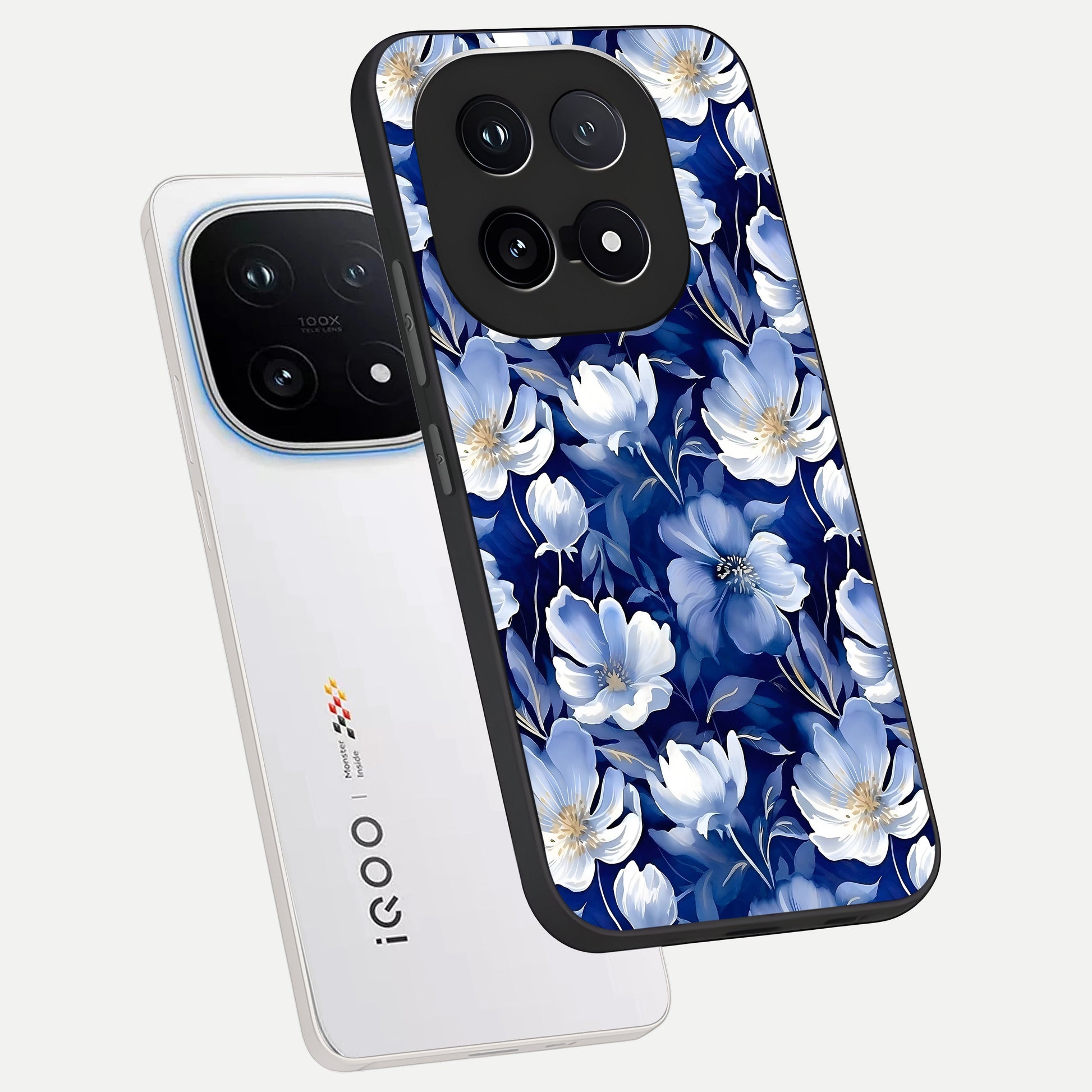  Cute Floral Patterns phone case for iQOO 15 showing premium glass back cover with detailed artwork