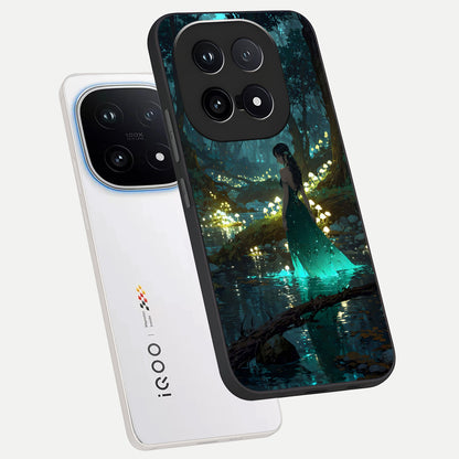  Enchanted Forest Glow phone case for iQOO 15 showing premium glass back cover with detailed artwork