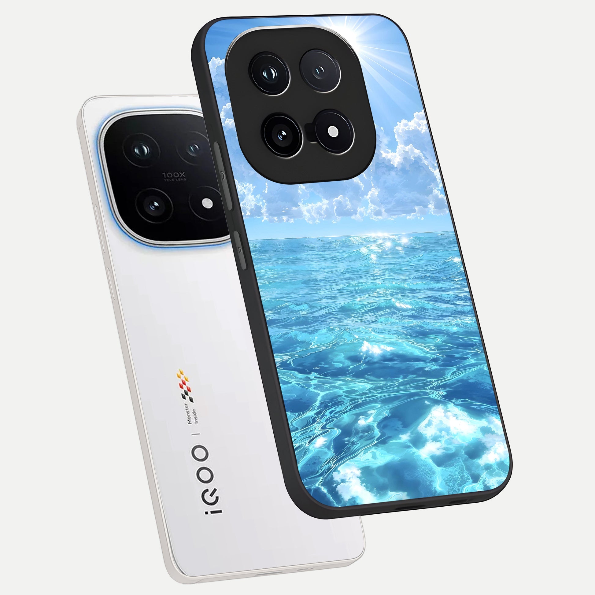  Endless Ocean Horizon phone case for iQOO 15 showing premium glass back cover with detailed artwork