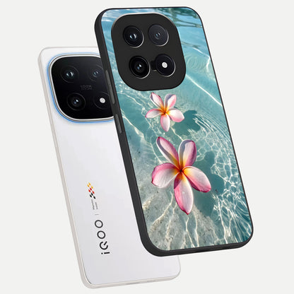  Floating Bloom Bliss phone case for iQOO 15 showing premium glass back cover with detailed artwork