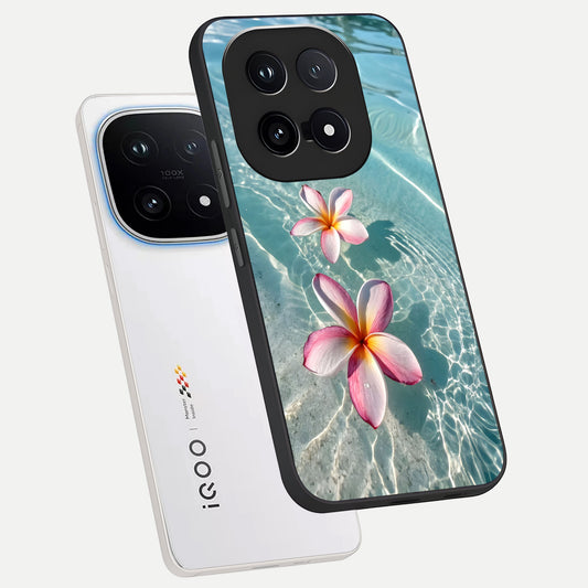  Floating Bloom Bliss phone case for iQOO 15 showing premium glass back cover with detailed artwork