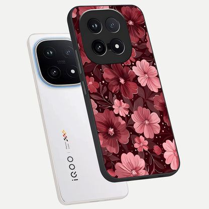  Flower Blush Bloom phone case for iQOO 15 showing premium glass back cover with detailed artwork