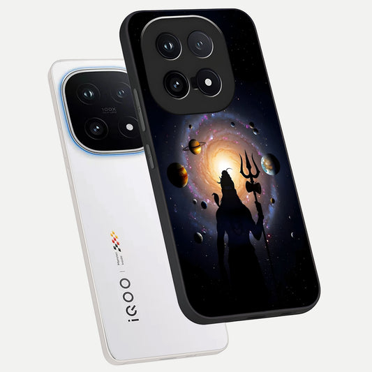  Galactic Shiva Vision phone case for iQOO 15 showing premium glass back cover with detailed artwork