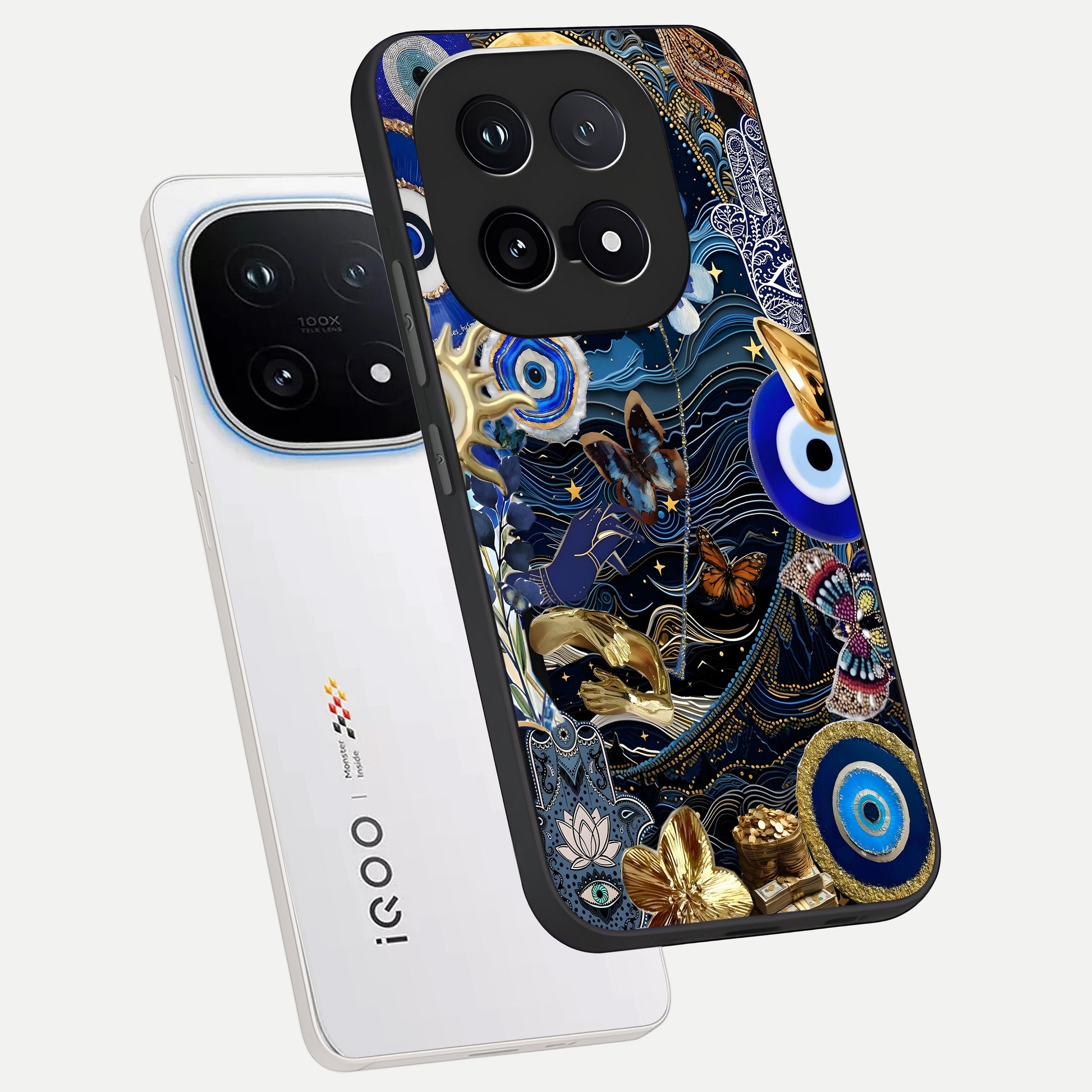  Golden Moon Magic phone case for iQOO 15 showing premium glass back cover with detailed artwork
