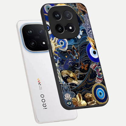  Golden Moon Magic phone case for iQOO 15 showing premium glass back cover with detailed artwork