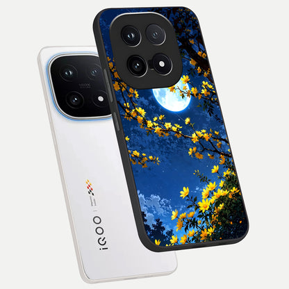  Golden Night Glow phone case for iQOO 15 showing premium glass back cover with detailed artwork