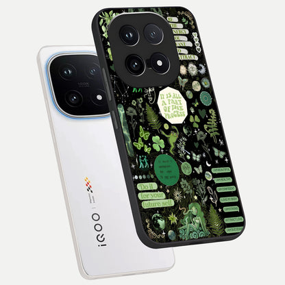  Green Mandala Pattern phone case for iQOO 15 showing premium glass back cover with detailed artwork