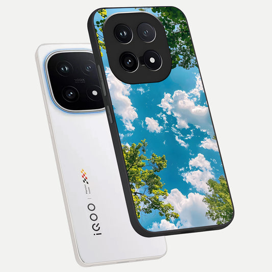  Green Moon Energy phone case for iQOO 15 showing premium glass back cover with detailed artwork