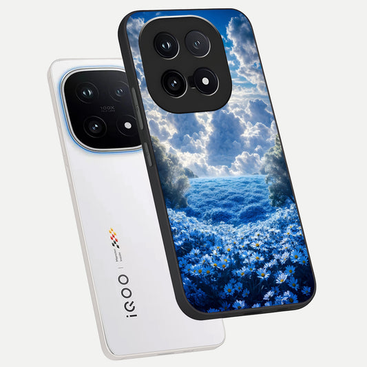  Heavenly Daisy Horizon phone case for iQOO 15 showing premium glass back cover with detailed artwork