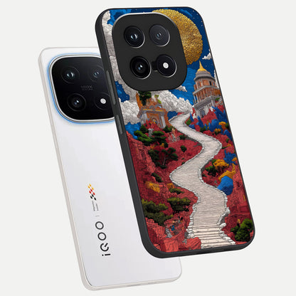  Heavenly Moon Path phone case for iQOO 15 showing premium glass back cover with detailed artwork