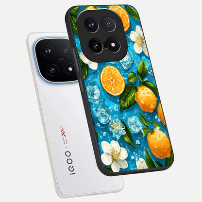  Ice Cube With Orange phone case for iQOO 15 showing premium glass back cover with detailed artwork