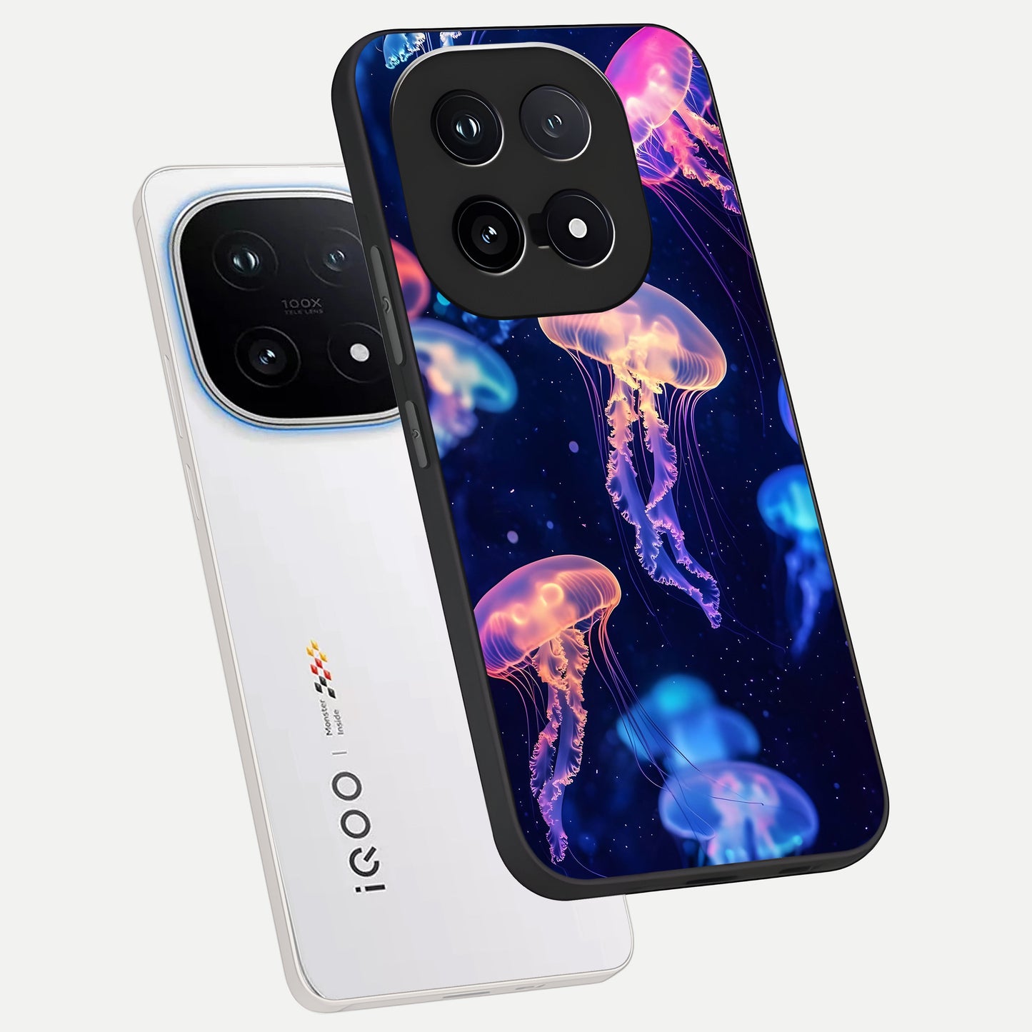  Jellyfish Pattern phone case for iQOO 15 showing premium glass back cover with detailed artwork