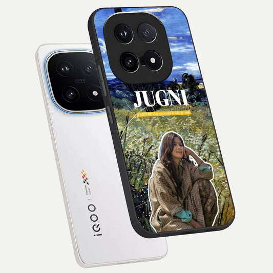  Jugni Soul Vibes phone case for iQOO 15 showing premium glass back cover with detailed artwork