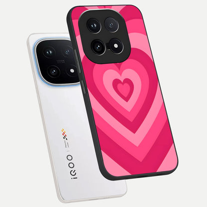  Layered Love Hearts phone case for iQOO 15 showing premium glass back cover with detailed artwork