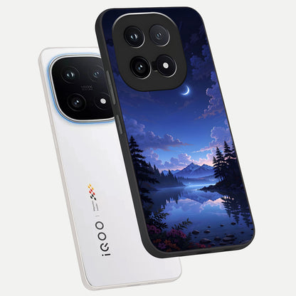  Midnight Lake Peace phone case for iQOO 15 showing premium glass back cover with detailed artwork
