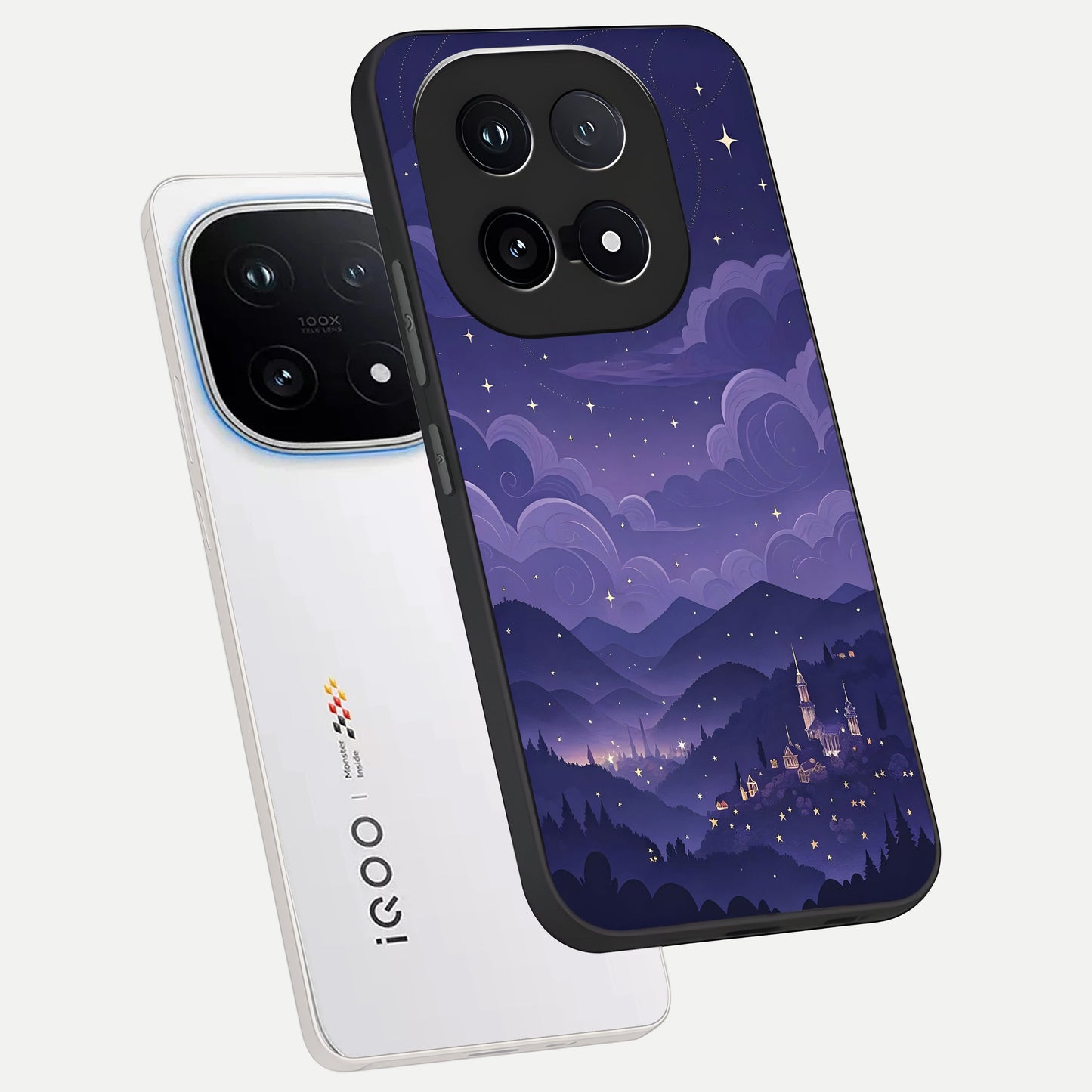  Minimal Night View phone case for iQOO 15 showing premium glass back cover with detailed artwork
