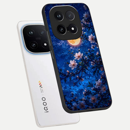  Moonlit Blossoms Night phone case for iQOO 15 showing premium glass back cover with detailed artwork