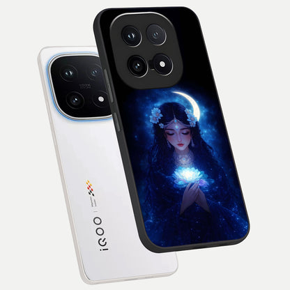  Mystic Moon Queen phone case for iQOO 15 showing premium glass back cover with detailed artwork