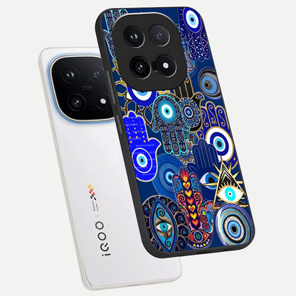  Mystic Palm Guard phone case for iQOO 15 showing premium glass back cover with detailed artwork
