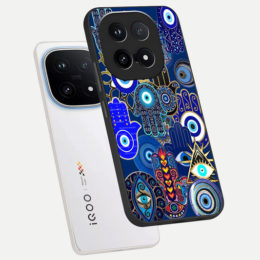  Mystic Palm Guard phone case for iQOO 15 showing premium glass back cover with detailed artwork