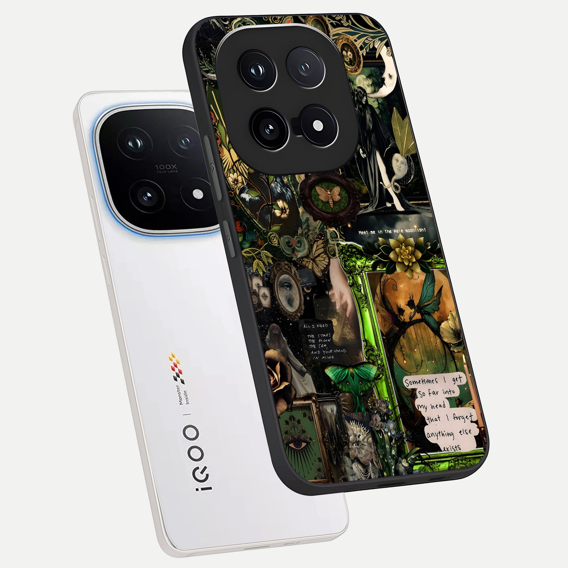  Mystic Woods Secret phone case for iQOO 15 showing premium glass back cover with detailed artwork