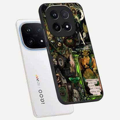  Mystic Woods Secret phone case for iQOO 15 showing premium glass back cover with detailed artwork